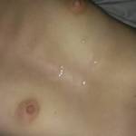 hubbies last load on my small boobs....got newer and better ones now!