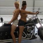 My 2 sexy bitches posing on my harley.