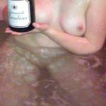 Serving some champagne in hot tub ;)