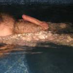 Outside in the hot tub. Love how those jets tease my cock. Be much better if you were out here with me.