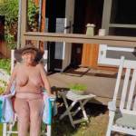 Debbie enjoying the nudist resort