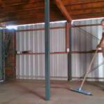 Hot Day - Sweeping the garage.