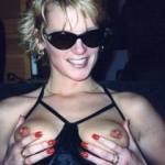 Blonde Hotwife in Leather shows off her Tits