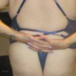 A view from behind posing in my blue lingerie.
Like to slip my thong aside and slip your cock between my ass cheeks?