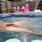 laying around relaxing in the hot tub before I close it down for the winter.