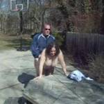 fucking in the back yard, on picnic table.  Nice facial finish.