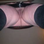 Hope you like the view up my skirt of my bald pussy,would you like to see me out in your local pub like this ???