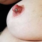 Close up of a very pumped nipple