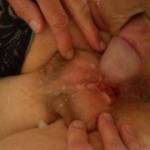 probing her cunt hole with my cock head then shooting a load on her spread pussy. Cum along with me and tell about it
