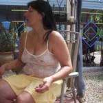 In the yard talking with hubby and friends