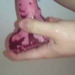 she fucks her dripping wet hairy pussy in the bathtub with her dildo and squirts everywhere...love how horny she is
