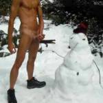 Snow stroking by the snowman