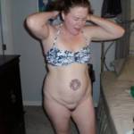 Trying on bathing suit
