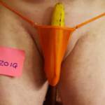 My little orange g-string was unable to contain my big banana.