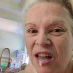 MJ letting the cum dribble from her lips before swallowing.