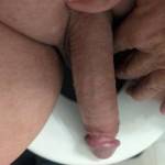 Sitting on the can with a nice boner! Any horny person, female or male want to play with this dirty olde man?