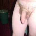 My uncut cock just hanging there,  Back in the hairy days too...