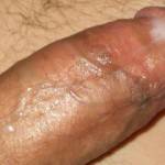 Just after fucking, covered in our cum.