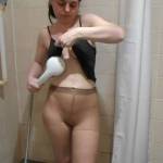 showering in tights