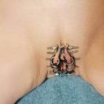 Pussy lips clamped open