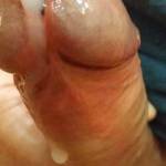 what HUGE drops of SEMEN flow down the shaft .. and HIT THE FLOOR hard ...