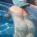 My sexy wife wearing her new pool hat