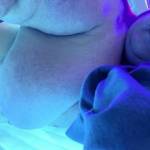 Only 1 boob In the tanning bed