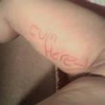 lipstick body writing cum here in pussy