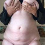 Cavorting in his bathroom, she gives her big tits some squeezing and lifting, asking the photographer to get a little of her cunt in the pictures as well please ...