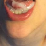 Still playing with his sweet cum in my mouth before swallowing