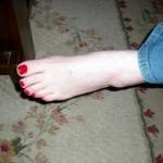 My wife lovely red toe nails!