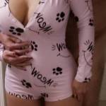Getting ready for bed in my meow pajamas. Do you want to help take them off me?