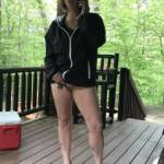 Showing some leg outside .  getting ready to strip