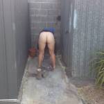 behind the back shed on holidays...not our house