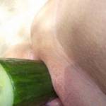 I love stuffing things inside my warm, wet, tight pussy. Today I chose a very cold cucumber x