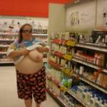 Bbw flashing her big tit at target