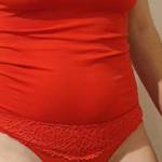 Nipples and cameltoe in red outfit on Christmas Eve