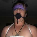 Lil slut loves to suck with mouth gag