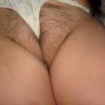Panties pulled tight into BBW wife's younger hairy pussy