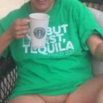 In the yard enjoying a morning coffee