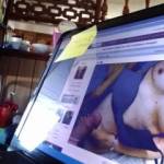 Enjoying myself while looking at my friends pictures