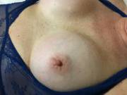 The new lingerie gives hubby easy access to my breasts.  Do you like this view better?