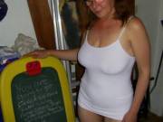 so here I am in my little white vest and boots ... seems hubby has some plans for me ...(read the board)..