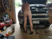working on the car naked, was a great day. Some help would've been nice.