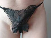 Hiding my cock behind these sexy butterfly panties?