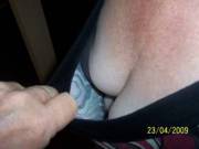 I love pulling my wife's dress top out and looking down her top. This time she was wearing some thing under it, bugger