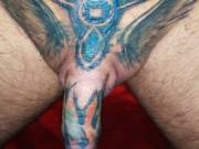 Tattooed penis pubic wings and tribal