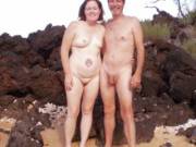 Retro photo of our first nude beach couple pic