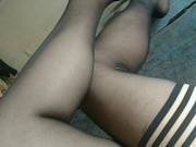 Sending a few pics to my hubby while he's at work in one of my favorite pairs of stockings.