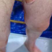 A frontal lower body scene of my dick, legs & feet in November of 2023. Vlog camera was used.